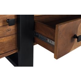 GINER Y COLOMER Meuble TV en palissandre avec pieds en métal - Buffet télévision design 170x45x55 cm en bois de palissandre couleur noyer
