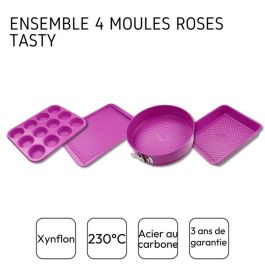 Fackelmann Jeu de 4 Moules Pâtisserie Tasty Réglables 23-38 cm Fucsia FAC3176239998375