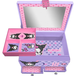 Kids Licensing Boîte à bijoux secret Kuromi avec compartiments et ouverture sonore à code secret - Fonctionne avec piles LR44 incluses - A partir de 5 ans