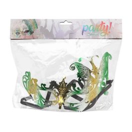 Masque vénitien papillon multicolore vert avec effets métallisés - Dégradé de vert, design ajouré avec ailes hautes et brillants, parfait pour carnaval et fêtes thématiques