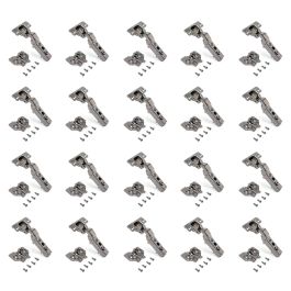 Emuca Lot de 20 charnières coudées X91 avec fermeture amortie et embases à visser, hauteur 0, acier, titane