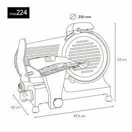 Hkoenig Coupe-charcuterie MSX224 Lame 22 cm Rouge
