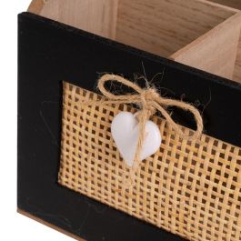Boîte Décorative HEARTS Blanc Noir Naturel Bois Canne Bois MDF