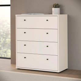 TEMPRA Commode 4 tiroirs - Couleur Sable - Design sobre - L 73,7 x P 34,8 x H 85,5 cm - Organisation chambre salon