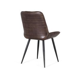 Giner y Colomer - Fauteuil en cuir véritable et métal, marron foncé - 87x53x63 cm - Détails artisanaux et finition avec nœuds naturels du bois