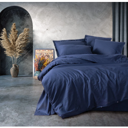 Parure de lit 1 personne - 1 housse de couette 140 x 200 cm + 1 taie d'oreiller 60 x 60 cm - 100% coton renforcé - Bleu foncé Precio: 36.636. SKU: B17MTAKDFX