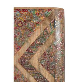 GINER Y COLOMER - Armoire en bois de manguier massif 2 portes 170 cm, couleur naturelle - Design compact avec portes à incrustations et miroirs