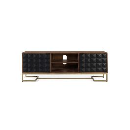 GINER Y COLOMER - Buffet TV en bois de manguier et fer doré, finition noisette et noir, portes avec motif géométrique, dimensions 150 cm Precio: 851.988. SKU: B1G53REZP6