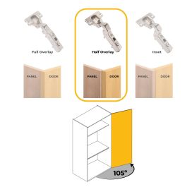 Emuca Lot de 20 charnières coudées X91 à fermeture amortie et embases euro, Hauteur 0, Acier, nickelé