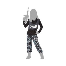 Déguisement Enfant Policier SWAT Unisex 2 Pièces - T-Shirt et Pantalon - Taille 5-6 Ans - Noir - Polyester