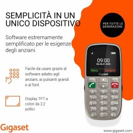 Gigaset GL395 Téléphone Mobile Senior Dual Sim Gris Titane Silver 2.2" 800 mAh IP44