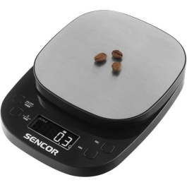 Sencor Balance de cuisine SKS 0804BK - Précision 0,1 g, Capacité 2 kg, LCD, Fonction tare, Compacte