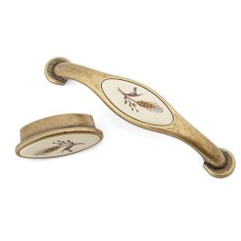 Giusti Tirador y Pomo Modelo Oasis Porcelana Acabado Marfil / Bronce Bronce Distancia 128 mm