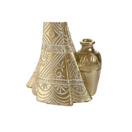 Figurine Décorative Home ESPRIT Blanc Noir Doré Africaine 9,5 x 7,5 x 31 cm (2 Unités)