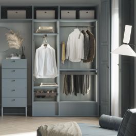 Emuca Kit tiroir à chaussures et rack ajustable Quartz pour armoires, glissières extension totale et à fermeture douce, Module 90cm, Finition Titane