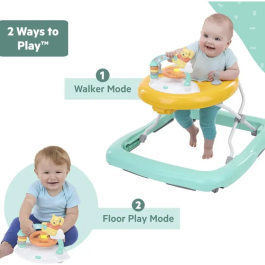 Bright Starts Disney Baby Trotteur Evolutif 2-en-1 Pliable Winnie l'Ourson avec Table d'Activités Amovible, Musique, Lumières et Hauteur Réglable