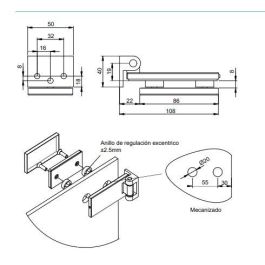 Emuca Charnière pour porte en verre avec garniture, charnière horizontale avec embout de 40mm, pour porte de 8-12mm, aluminium et acier, peinte en noir