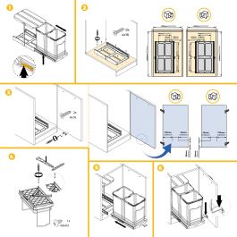 Emuca Bac à recyclage pour montage inférieur et extraction manuelle/automatique dans les éléments de cuisine, Inox 2x12 litres plastique et acier inoxydable.