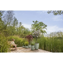 ELHO Sereh Autour 60 - Pot de fleur rond vert Ø 59 x H 51 cm, 110 L - Intérieur et extérieur