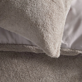 Today - Parure de lit Teddy - Collection Bien au Chaud - Housse de couette 240x220 cm et 2 taies - Microfibre et tissu Teddy - Beige uni