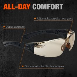 Lunettes de Protection Bollé Rush Small Copper Noir Transparent Polycarbonate