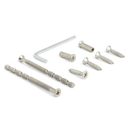 HERRAJES ALK Manilla con Roseta Hera Acero Inoxidable Forma "L" Diámetro Roseta 53mm Largo Manilla 140mm