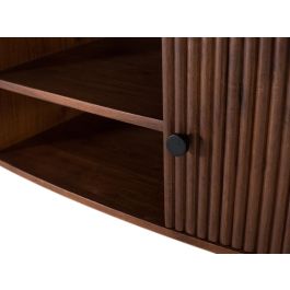 GINER Y COLOMER - Buffet 2 portes et 3 tiroirs en bois d'acacia avec pieds en métal, finition noyer - 180 cm de large