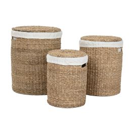 Set de basket Home ESPRIT Blanc Naturel Herbier marin (3 Pièces)