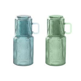 Bouteille d'eau Home ESPRIT Bleu Vert Verre 1 L (2 Unités)