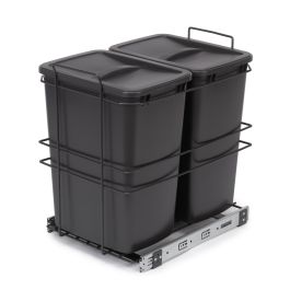 Emuca poubelle de recyclage pour montage inférieur et extraction manuelle pour meuble de cuisine Recycle 2x35litres, Plastique gris anthracite
