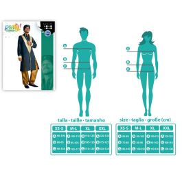 Déguisement Adulte Hindou Homme Bleu Doré Taille XL avec Tissu en Polyester - Ensemble Chaqueton, Pantalon et Tocado