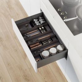 Emuca Orderbox Organiseur incliné pour tiroir, 150x470mm, Acier et Bois, Gris antracite