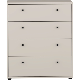 TEMPRA Commode 4 tiroirs - Couleur Sable - Design sobre - L 73,7 x P 34,8 x H 85,5 cm - Organisation chambre salon