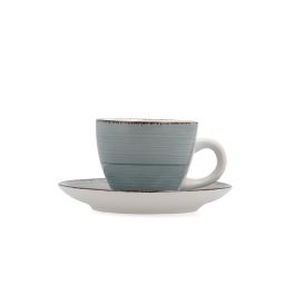 Tasse avec sous-tasse Quid Vita Morning Turquoise Céramique 90 ml (6 Unités)