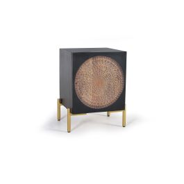 GINER Y COLOMER Table de chevet en bois de manguier avec tiroir et pieds métal - 60x43x40 cm - Coloris Noyer foncé Precio: 299.988. SKU: B1J54Z8Z4S