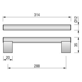HERRAJES ALK Tirador Acero Inoxidable Green Ø12 C192 L214 Distancia 288