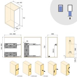 Emuca Chariot extractible Harmony avec fermeture à amortie, Module largeur 400mm hauteur 700mm, Acier et Bois, Gris anthracite