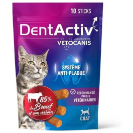 Vetocanis DentActiv 10 Barritas Higiene Bucal con Carne de Res para Gatos AAAOY09335