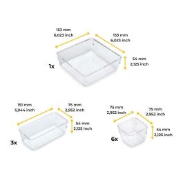 Emuca Kit de 10 seaux organisateurs Cube pour tiroirs, Plastique, Transparent