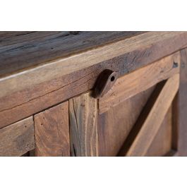 GINER Y COLOMER Buffet rustique en bois recyclé, 4 portes, fait main, couleur noyer, dimensions détaillées