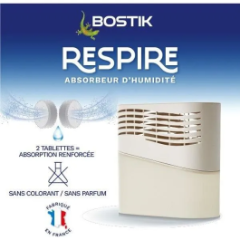 Bostik BOS1690994412360 Absorbeur d'humidité Respira Jusqu'à 25 m², 2 recharges sans parfum, 2 x 250 g