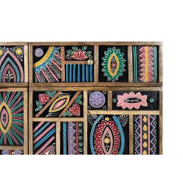 Giner y Colomer - Buffet en bois de manguier massif 80 cm, 2 portes 2 tiroirs, finition naturelle avec détails peints à main