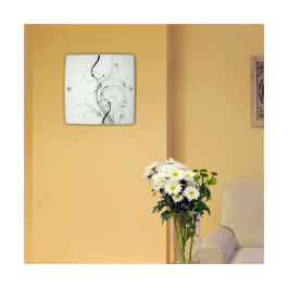 RABALUX Lampe de Plafond Elina "RAB-3692" Style Romantique Métal Verre Opalin Blanc E27 60W 30x30cm