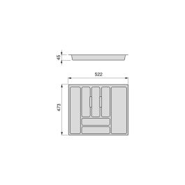 Emuca range-couverts Optima Vertex/Concept, profondeur 500mm, plateau 16mm, module 600mm, Plastique, Gris antracite