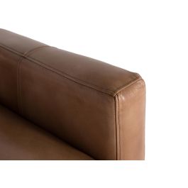 GINER Y COLOMER Canapé en peau moderne camel - Style Scandinave, canapé droit, dimensions siège 193x60cm, canapé 220cm avec coussins d'assise et de dossier
