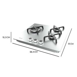 Cecotec Plaque Gaz 3 Feux Bolero Squad G 3400S 6200W Inox Wok Fonte