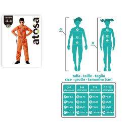 Déguisement Prisonnier Enfant 10-12 Ans, Costume Halloween Orange avec Taches de Sang Réalistes pour Garçon, Polyester