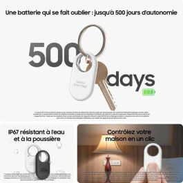 Samsung EI-T5600 SmartTag 2 Localisateur d'objet, Pack de 4, 2x Noir + 2x Blanc, Résistant poussière, IP67, Bluetooth 5.3