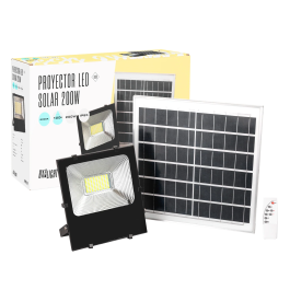 BX3 Light Proyector LED Solar 200W 20000Lm 6000K [BX3-626006-CW] - Projecteur avec Panneau Solaire 30W, Capteur de Mouvement, Télécommande et Indice IP66