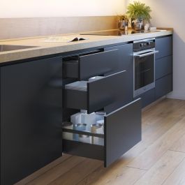 Emuca Tiroir extérieur Vertex 40kg, hauteur 131mm, profondeur 450mm, Acier, Gris antracite